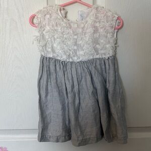 Il Gufo White and Gray Floral Kids Dress size 18 months